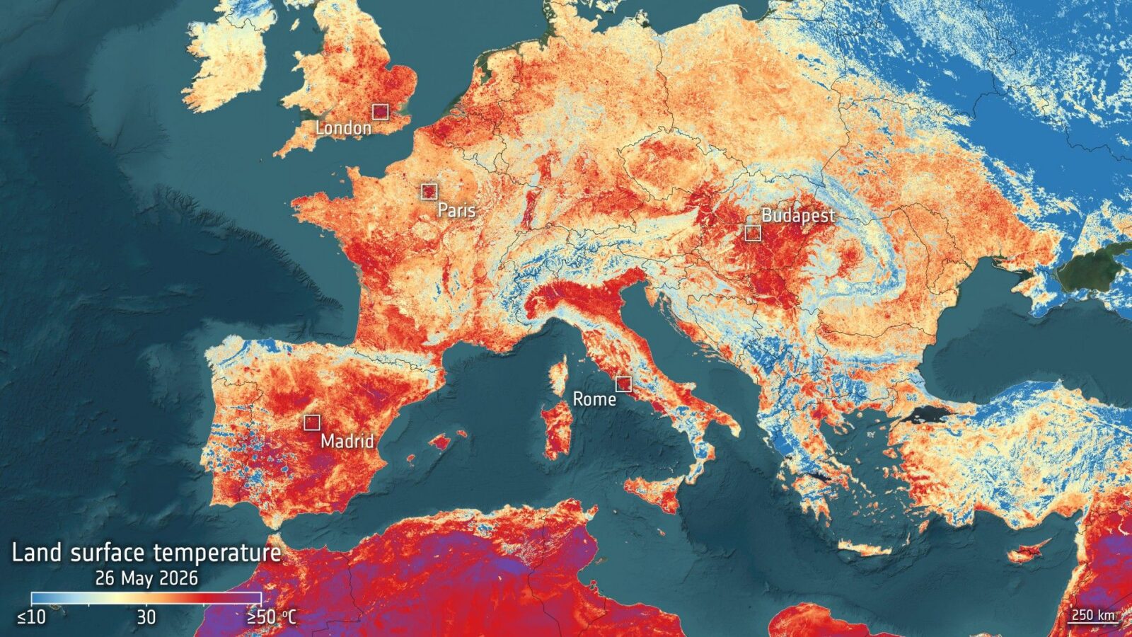 🌍 Clima: Europa alcanza 40 °C vistos desde satélite