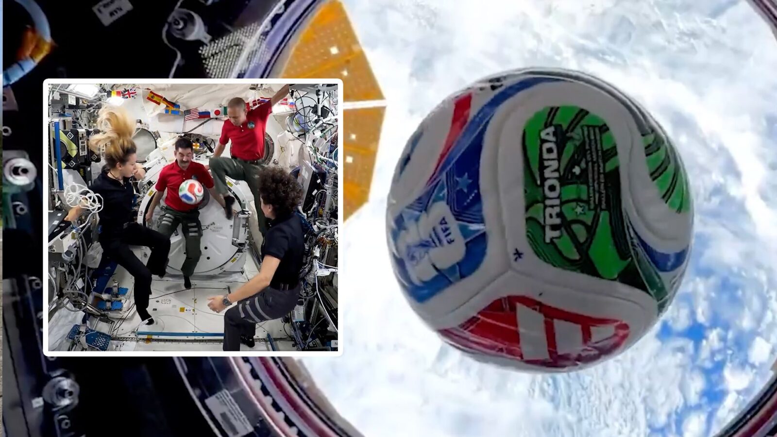 Espacio: El balón mundialista también flota en la ISS