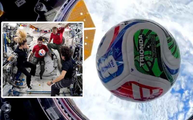 Espacio: El balón mundialista también flota en la ISS