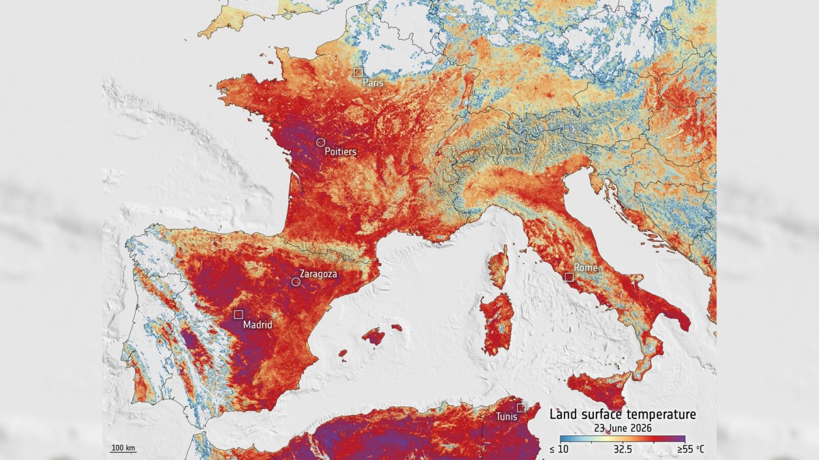 Clima: La ola de calor europea vista desde el espacio