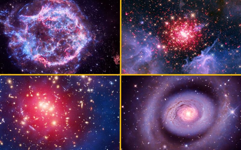Espacio: Cosmos en rojo, blanco y azul