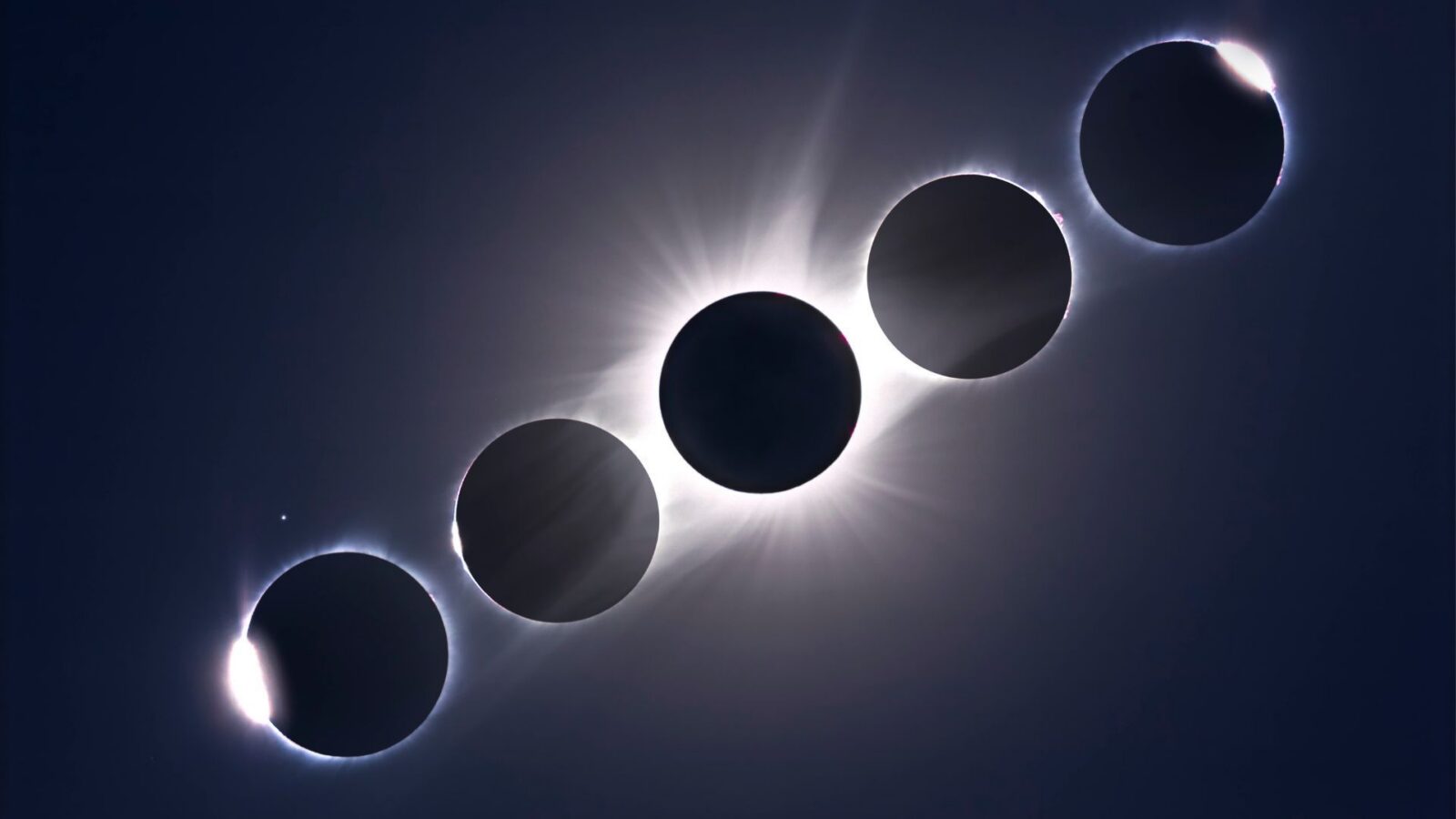 Espacio: Las cinco etapas del eclipse solar total