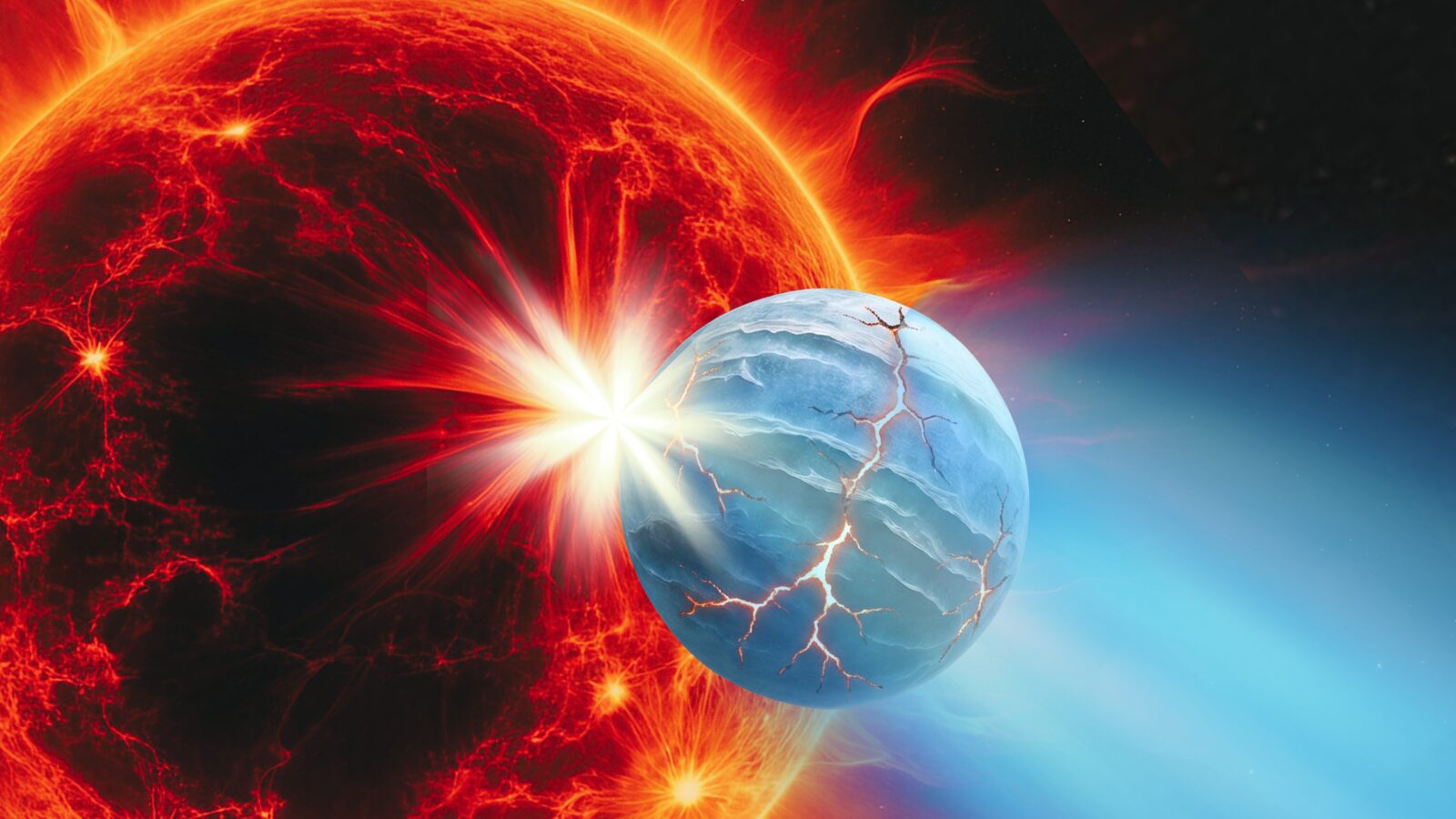 Espacio: Un mundo acuático cae hacia su estrella