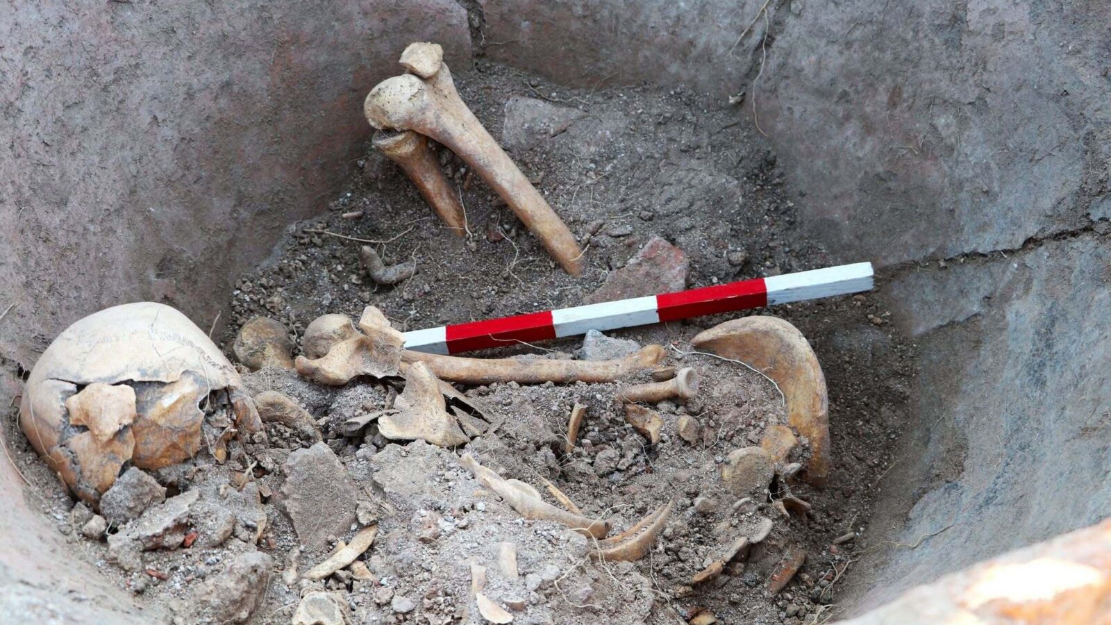Arqueología: Un esqueleto en una gran vasija romana