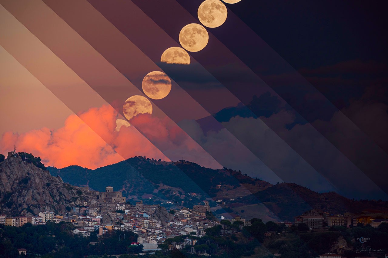 Espacio: La Luna de la Cosecha sobre el Etna