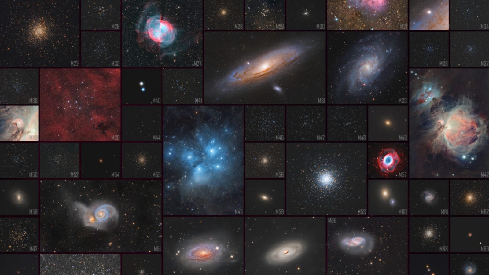 Espacio: El catálogo Messier completo en un mosaico