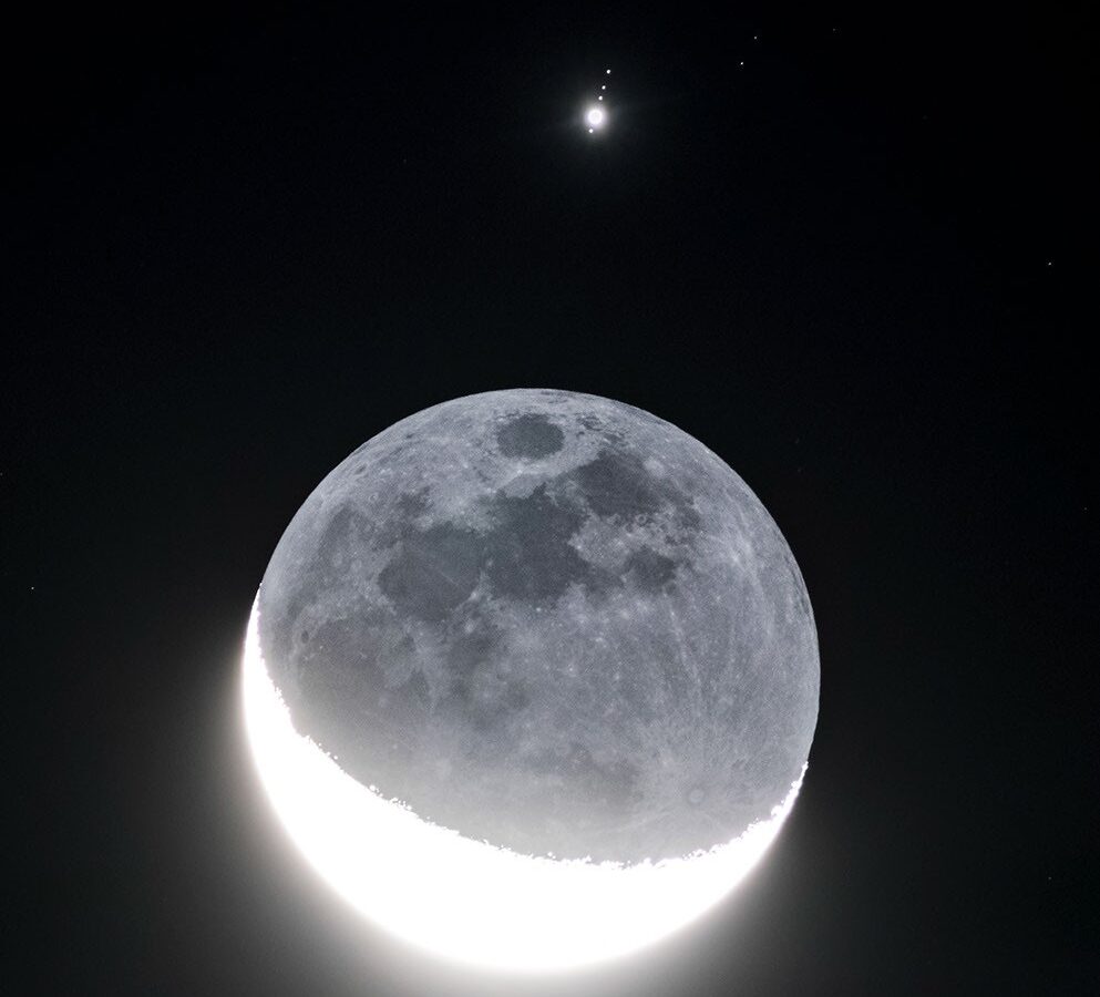 Espacio: Cinco lunas comparten una imagen junto a Júpiter