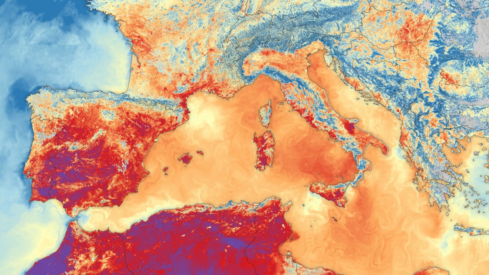 Clima: Un mapa reúne el calor de tierra y mar