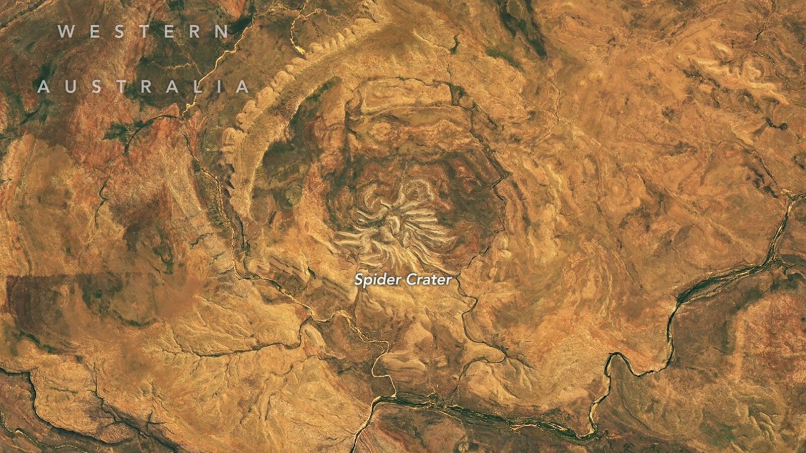 Tierra: Un cráter australiano dibuja una araña desde órbita