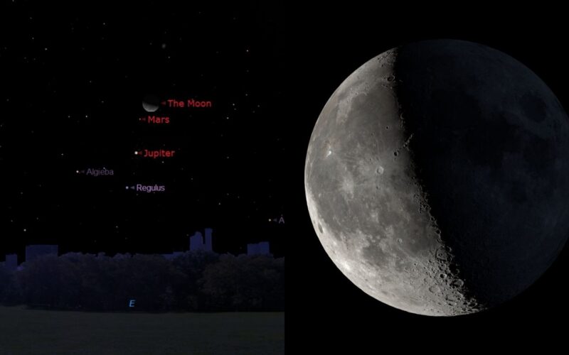 Espacio: La Luna se reúne con Marte y Júpiter