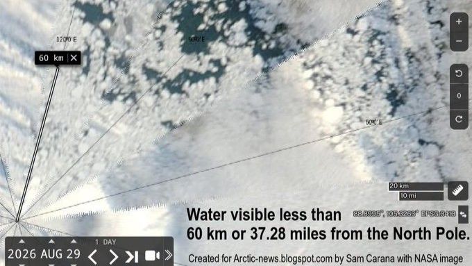 Clima: Agua abierta cerca del Polo Norte